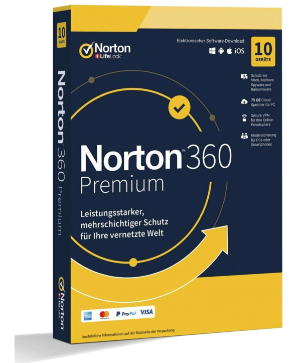 Norton 360 Premium 10 Geräte 1 Jahr + 75 GB MD (ohne Abonnement) (deutsch)