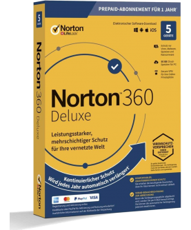 Norton 360 Deluxe 5 Geräte 1 Jahr + 50 GB MD (mit Abonnement) (deutsch)